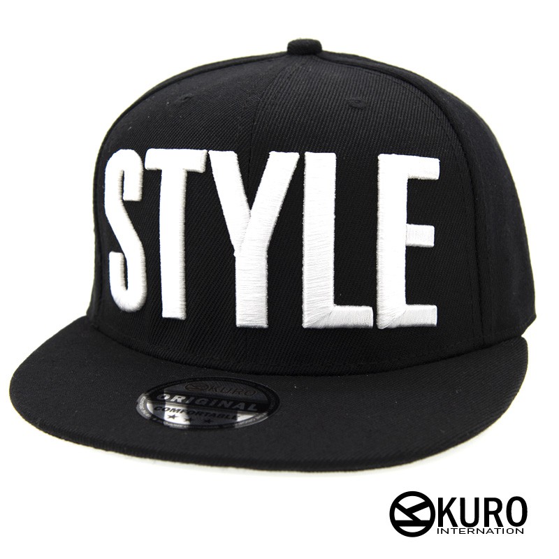 KURO-SHOP黑色白色繡線STYLE電繡潮流平版帽棒球帽