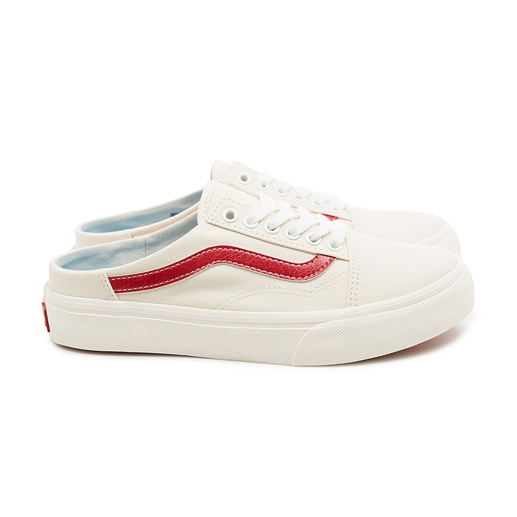 vans old skool mule white red