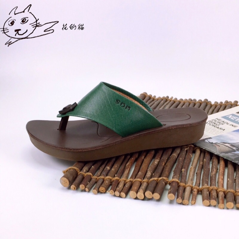 花的貓 SDN腳ㄚ子 手工涼拖鞋 時尚夾腳拖 真皮涼拖鞋 台灣製造 D52130