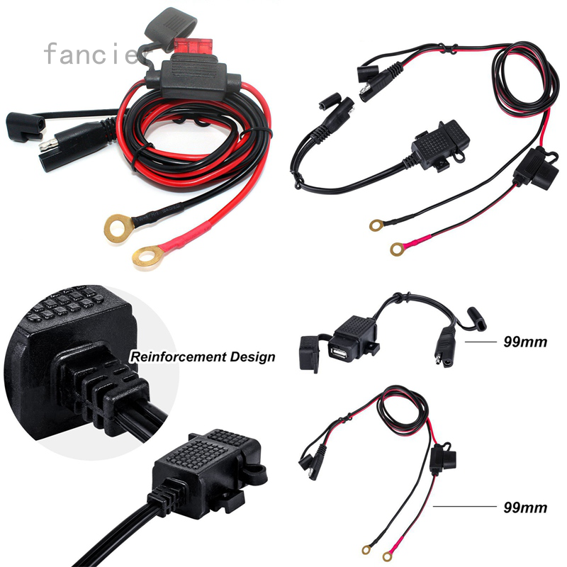 Fancier 2.1A摩托車USB充電器套件 SAE到摩托車上的USB適配器電話GPS充電