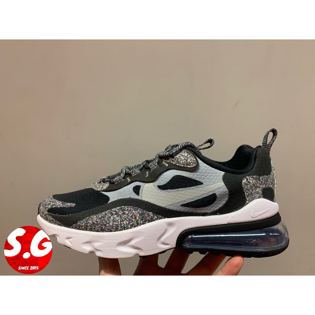 S.G NIKE AIR MAX 270 REACT SE (GS) 運動鞋 彩色點綴 女鞋 黑灰 CN8282-001