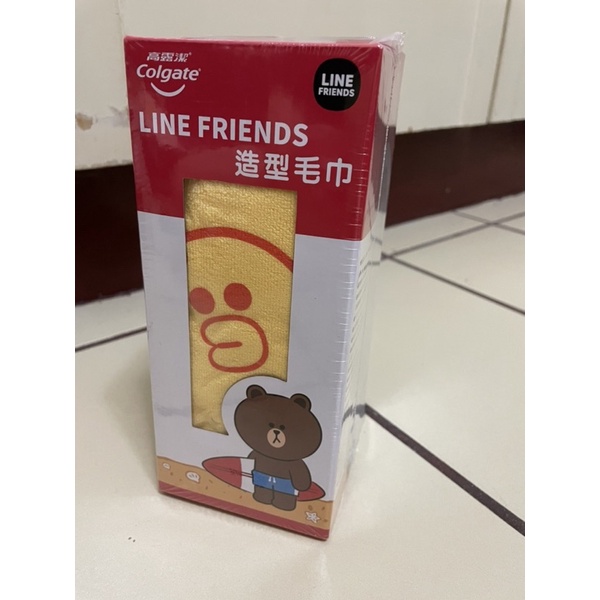 （全新未拆封）LINE FRIENDS造型毛巾+高露潔全效牙膏(150g)2入