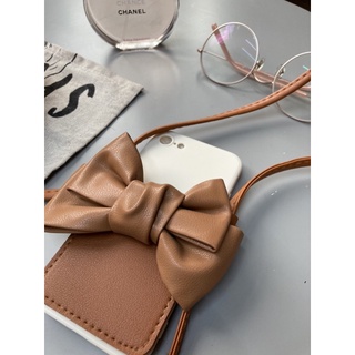 [台灣現貨/當天寄出］ins風棕色蝴蝶結卡iPhone7/8/SE phone case (brown bow tie)