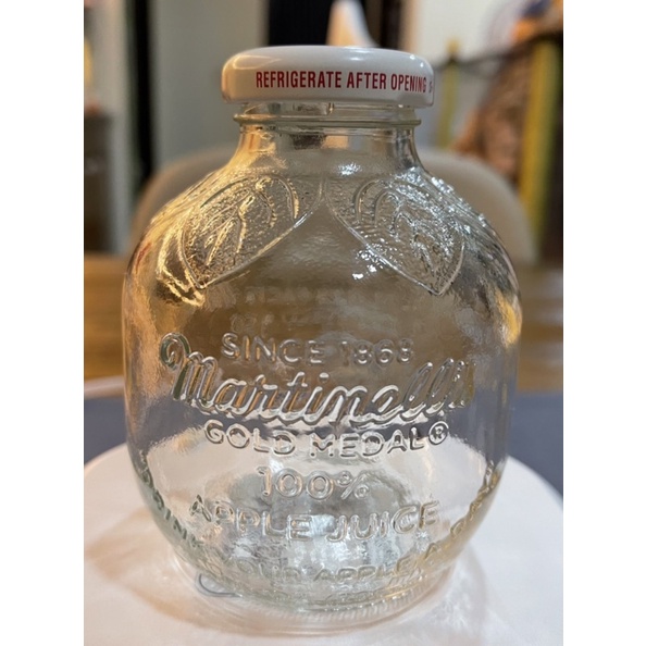 Costco Martinelli’s蘋果汁 空瓶 空罐 Martinelli’s浮雕 圓形玻璃瓶