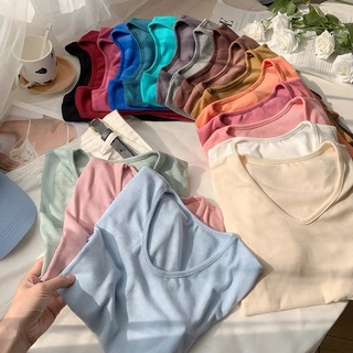 【Dream time】臺灣出貨 韓系U領馬卡龍色系針織上衣 女裝 上衣 棉質上衣 T恤 短袖上衣