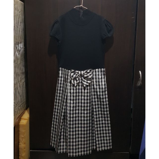 日本品牌 M'S GRACY 典雅立領短袖接拼連身洋裝 40號