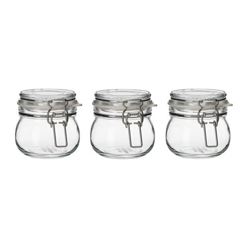 IKEA KORKEN 附蓋萬用罐 密封罐 糖果餅乾零食罐 透明玻璃罐 130ml 3入