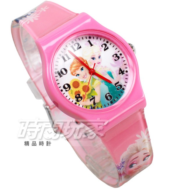 Disney 迪士尼 時尚卡通手錶 冰雪奇緣 艾莎公主 安娜公主 手錶 女錶 粉紅色 D冰雪大P5【時間玩家】