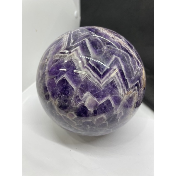 D6410天然水晶原礦/夢幻虎牙紫水晶球/紫水晶球 送球座