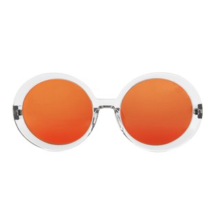 〔框框〕大圓透明框墨鏡(金橘)UV400水銀鏡面太陽眼鏡
