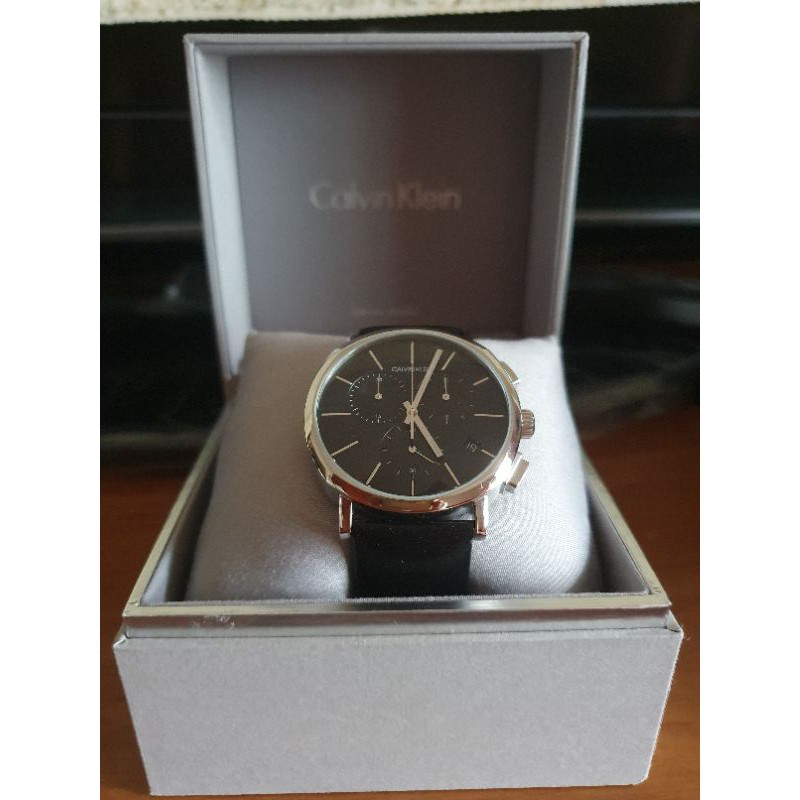 Calvin Klein CK 紳士簡約三眼皮帶手錶(K8Q371C1)43mm
