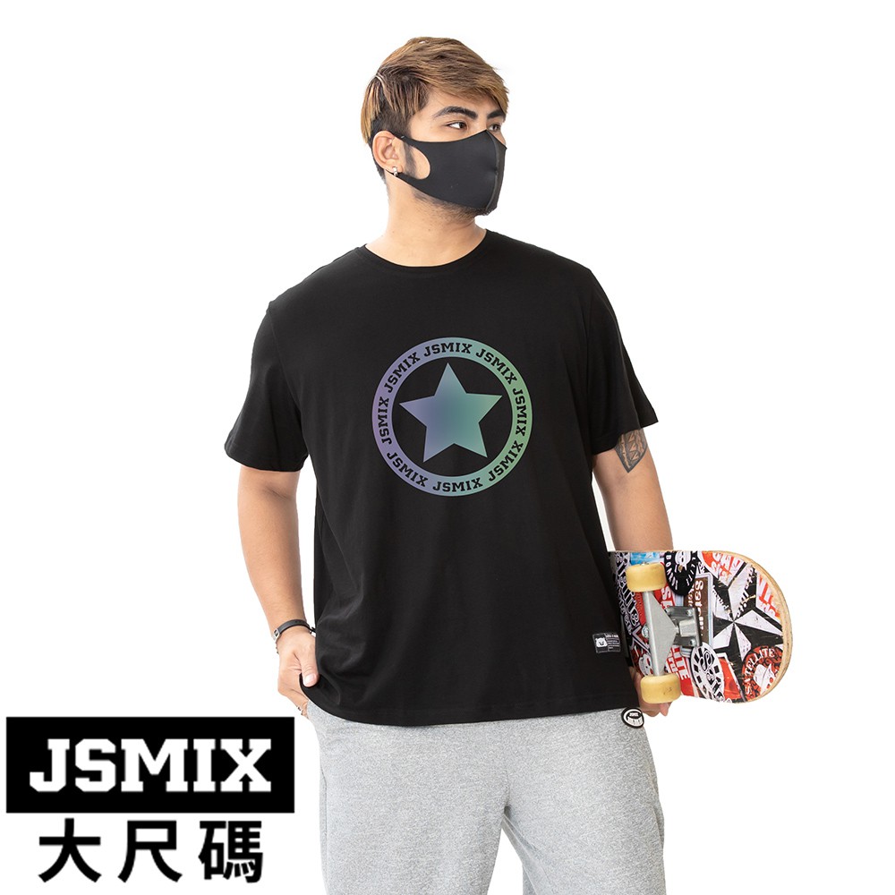 JSMIX大尺碼服飾-大尺碼炫彩品牌星星短袖T恤(共2色)【12JT6237】