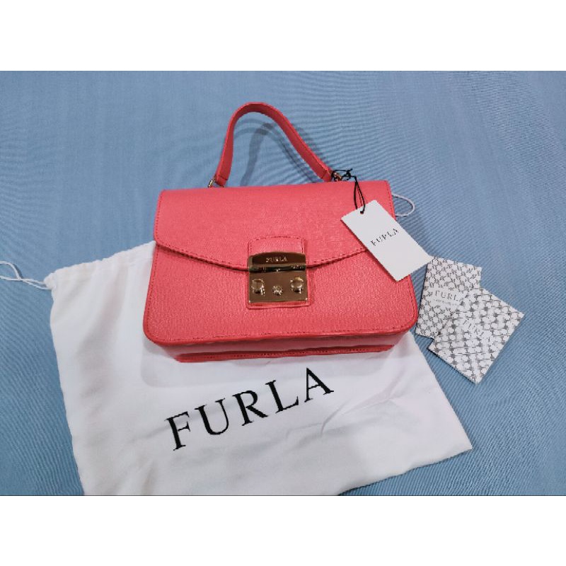 Furla Metropolis 壓紋 小牛皮 手提包 肩背包 方包