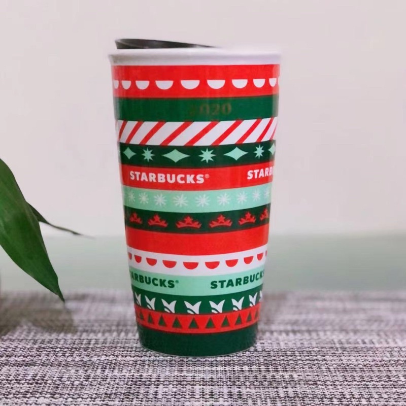 星巴克「現貨」星巴克2020耶誕紅杯雙層馬克杯咖啡杯新骨瓷杯