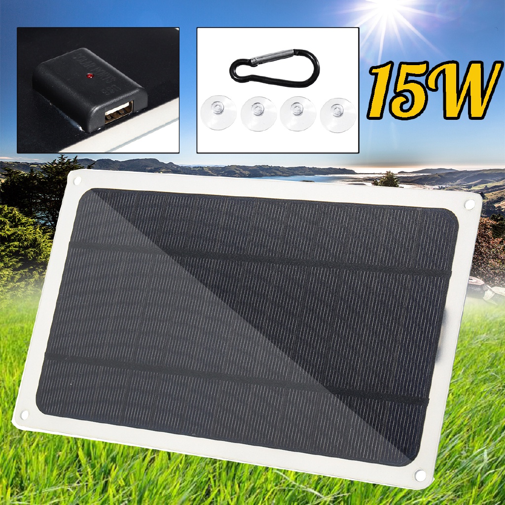 【現貨】·15W Solar Panel Charger Cell Phone MP3 Pad USB Port 5V