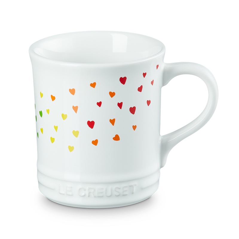 LE CREUSET 瓷器馬克杯 400ml 繽紛愛心白 限量