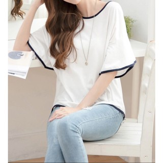 「m~xl。臺灣現貨」2色 法式滾邊 荷葉袖上衣 (c1171)