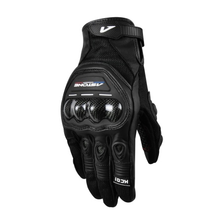 ASTONE -  KC01  黑色  透氣雙手觸控防摔手套 碳纖護具 短版機車手套