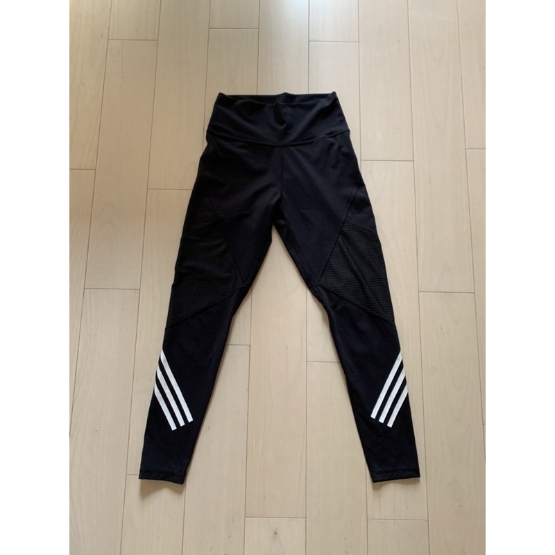 二手 愛迪達 adidas 經典三條線 黑色健身 運動 高腰 緊身褲 legging S號