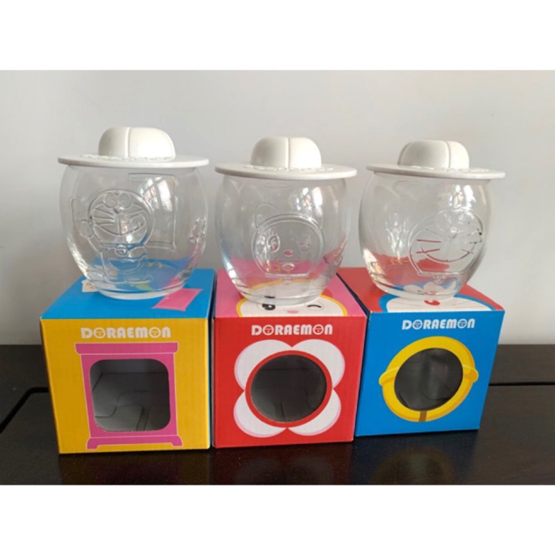 全新品 日本麥當勞限定 哆啦A夢 玻璃杯 製冰盒 三入組 附杯蓋 限量 絕版品