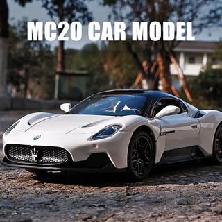 有貨 仿真模型車 汽車模型 1:32 Maserati瑪莎拉蒂 MC20 合金模型車 回力帶聲光可開門 裝飾擺件 彩盒裝