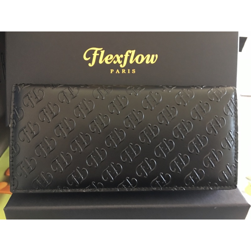 Flexflow  💜 真皮壓紋logo兩摺長皮夾