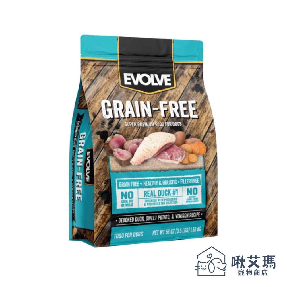 即期短效 Evolve 伊法 天然無穀犬糧-去骨鴨肉3.5LB 狗飼料 成犬 大顆粒 超取限2包(A001E09)