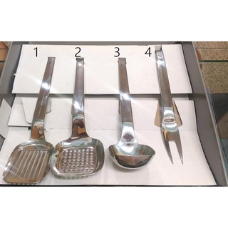 WMF Chef's Edition 5件加厚型套件組 煎鏟(有孔)、湯勺、濾勺、肉叉，橫桿(附安全螺絲) 廚房廚具