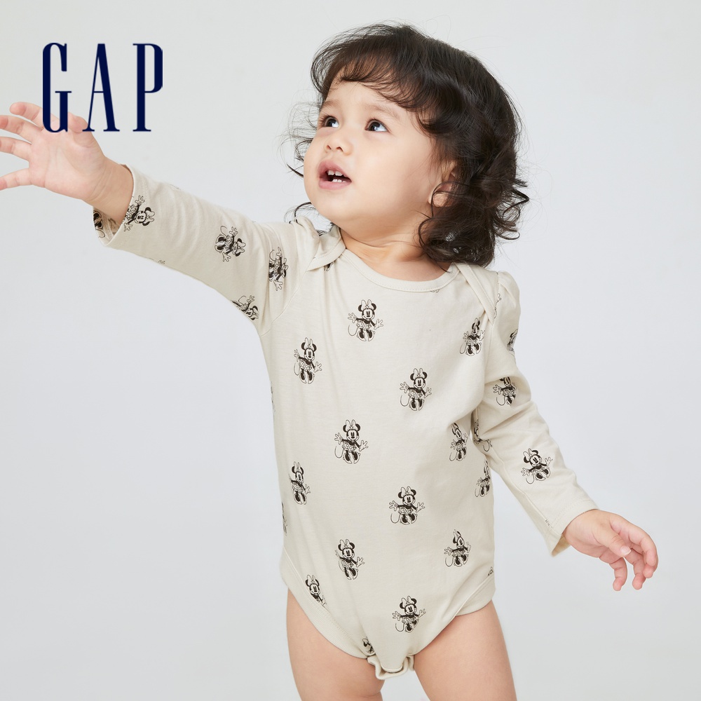 Gap 嬰兒裝 Gap x Disney迪士尼聯名 長袖包屁衣-米妮圖案(429569)
