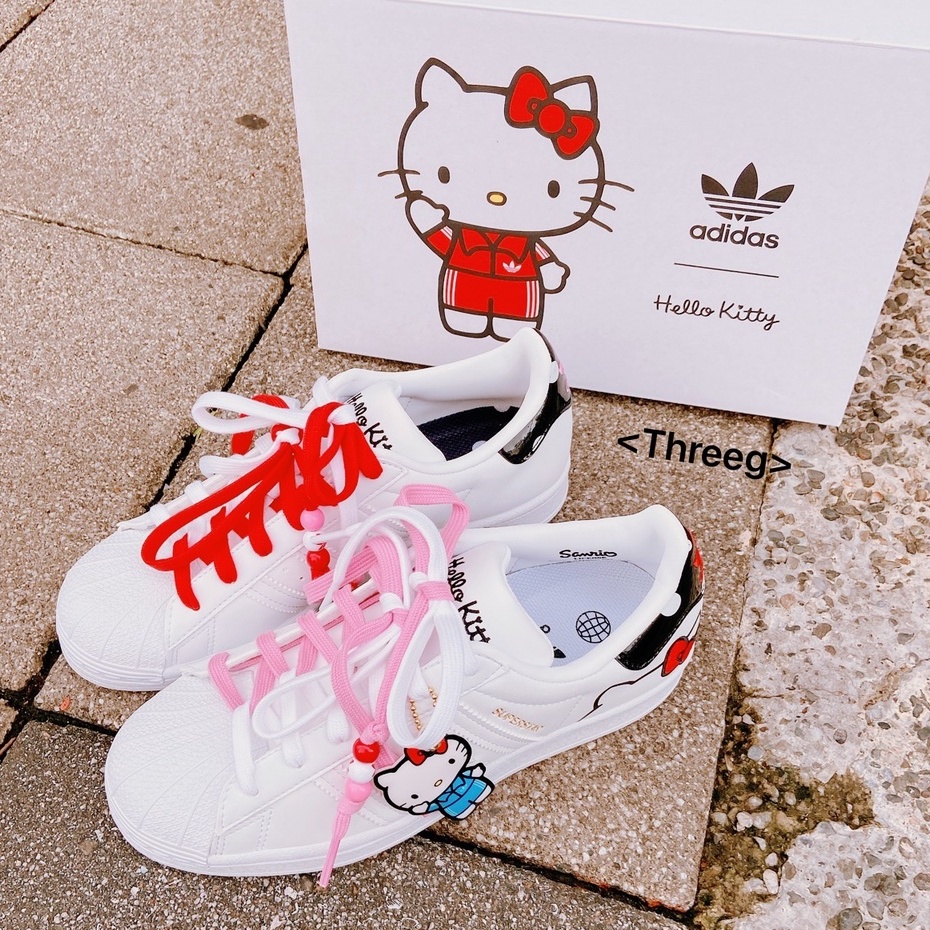 <Threeg>🏀ADIDAS HELLO KITTY X SUPERSTAR 三麗鷗 聯名 白 粉 女鞋 GW7168