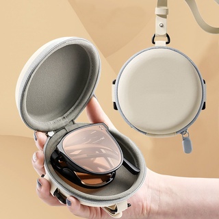 折疊眼鏡盒圓形收納袋 / 戶外旅行太陽鏡拉鍊袋白色