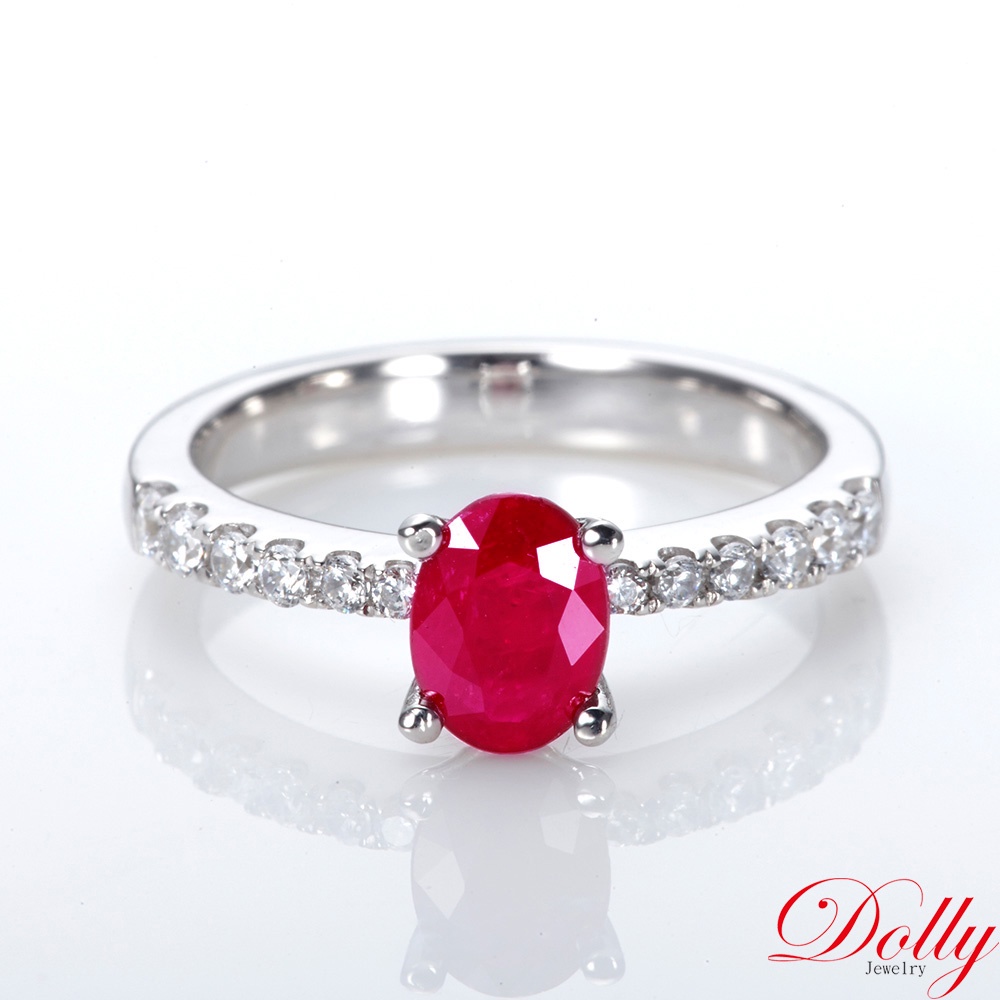 Dolly 18K金 GRS緬甸無燒紅寶石1克拉鑽石戒指