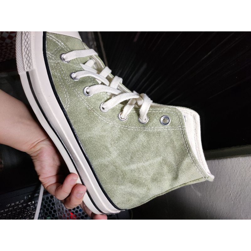 converse 1970 黑標 綠色 潑墨 高筒 帆布鞋 24cm