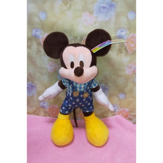 迪士尼 正版 米奇 吊帶褲 坐姿款 娃娃 玩偶 絨毛玩偶 9.5英吋