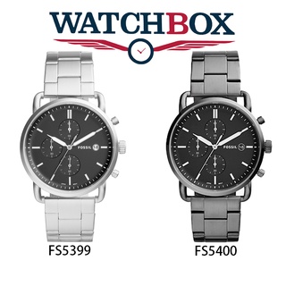 原廠Fossil 化石男士手錶通勤者腕錶不鏽鋼石英計時煙霧錶帶不鏽鋼錶帶男表 FS5399 FS5400