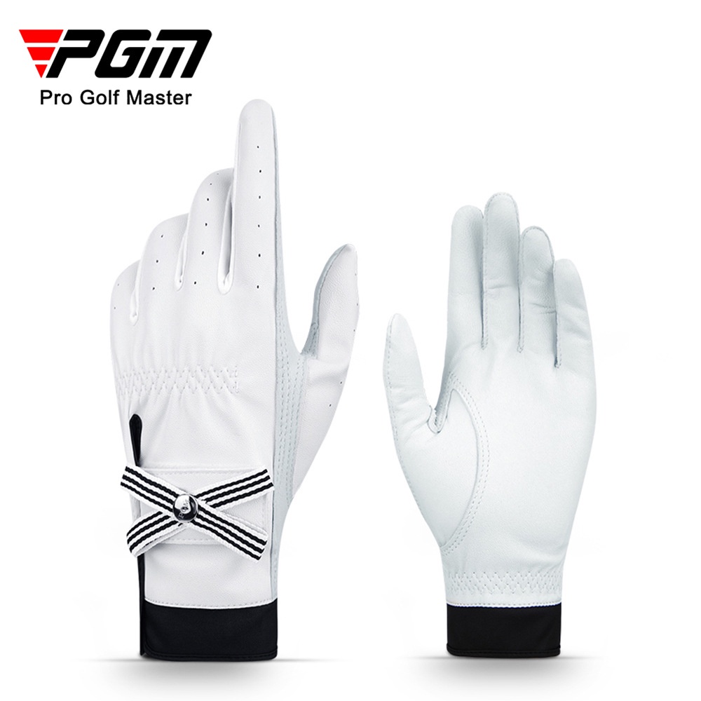 PGM 高爾夫手套 女士真皮手套小羊皮魔術貼防滑運動手套 ST027