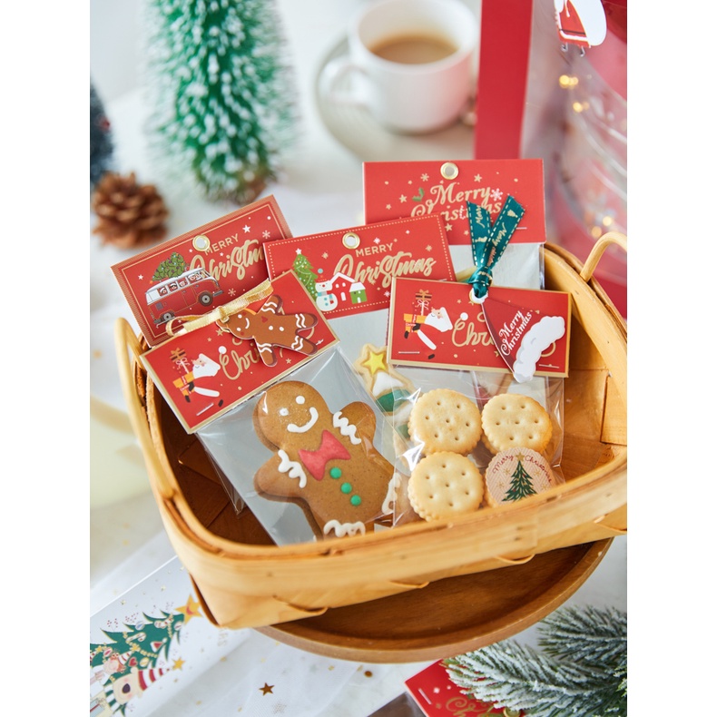 [現貨] 聖誕頁眉卡紙 餅乾包裝 聖誕包裝袋 聖誕封口卡紙 聖誕禮品袋 聖誕卡片