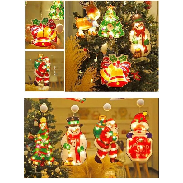 現貨 實拍 台灣出貨 吸盤 聖誕樹 裝飾 玻璃 暖光燈 貼飾 吸盤燈 造景 裝飾 聖誕燈 布置 交換禮物 聖誕節 聖誕老