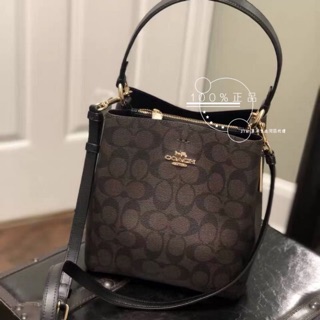 最後現貨庫存 全新正品 COACH 2312 小款 TOWN BUCKET BAG 老花款 水桶包 深咖啡色