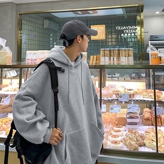 【Comoon Shop】長袖帽T 連帽衛衣 帽T 大學T 男生純色長袖上衣 情侶裝 衛衣男 寬鬆