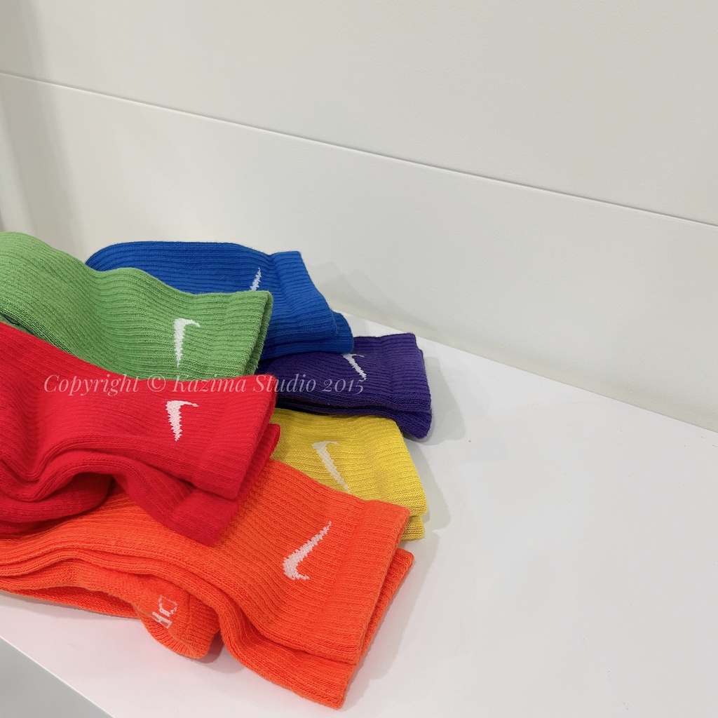 Kazima｜ Nike 中筒襪 多色襪 長襪 六色 六件組 紅 橙 黃 綠 藍 紫 彩虹 彩虹襪 SX6897-903