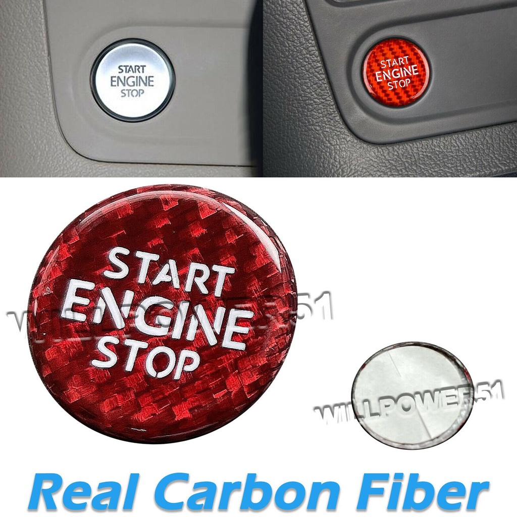 真碳纖維紅色發動機啟動按鈕蓋 一鍵啟動按鈕蓋 適用於 15-21 Golf MK7 R GTi【VY】