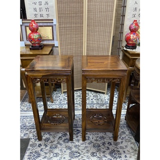 【香川家居】高雄展示廳《四方 高花檯架 雞翅木》花瓶 晶洞座 鹽燈 金雞座 神桌 聚寶盆 財位 錫燈座 40*40*88