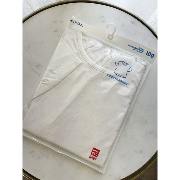 Uniqlo 嬰幼兒短袖AIRism棉質圓領T恤 白色