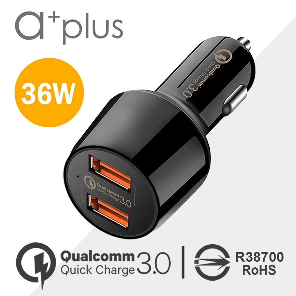 A Plus 高通認證雙qc 3 0急速車用充電器acc 2qc30 蝦皮購物