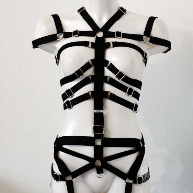 C49 BDSM繃帶性奴調教裝束 body harness 彈性搭配洋裝襯衫t恤