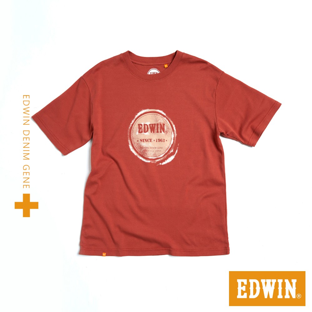 EDWIN PLUS+ 圓LOGO短袖T恤(淺灰桔)-男款