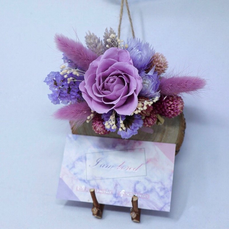 無聊花藝 掛式葡萄紫名片花名片架名片夾名片座掛飾牆上裝飾母親節禮物乾燥花永生花玫瑰花束生日禮物 蝦皮購物