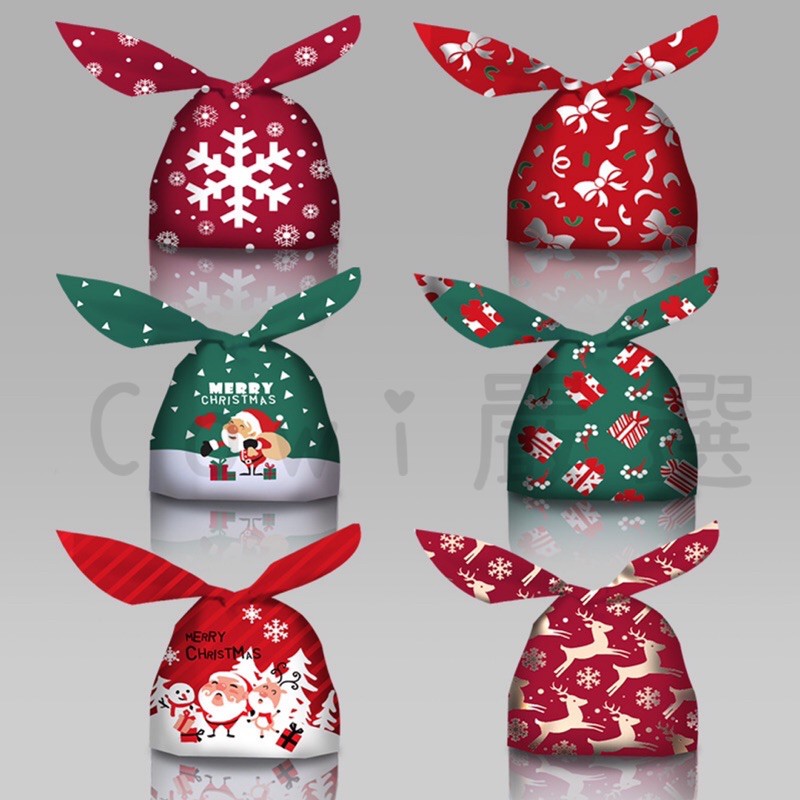 聖誕節包裝袋 聖誕包裝袋 聖誕節包裝 聖誕節糖果袋 聖誕禮物袋 兔耳袋 抽繩束口袋 糖果袋 餅乾袋