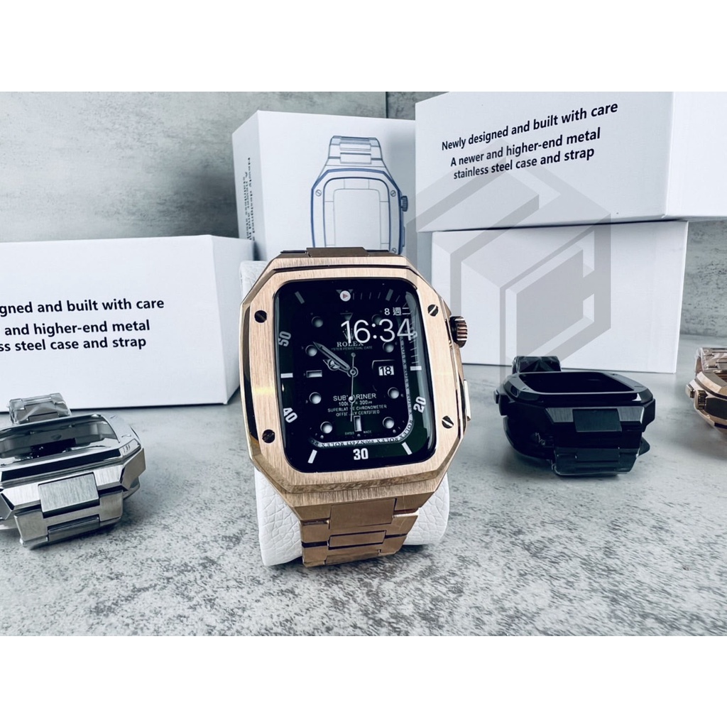 R.C -🔥現貨免運🔥高品質 高質感🔥 Apple Watch 7/8/9/se款 44mm 45mm改裝 不鏽鋼